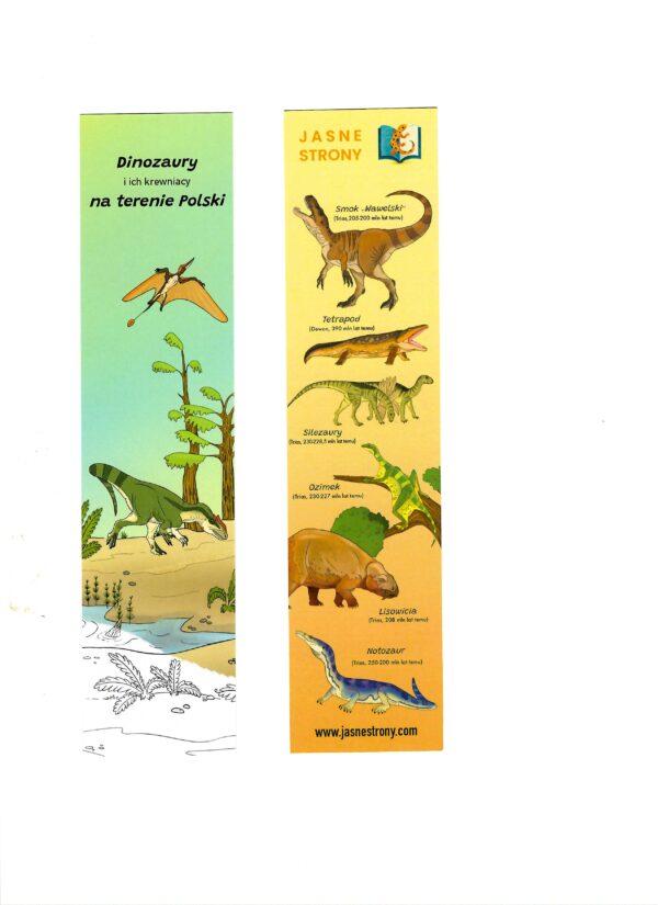Zakładka książkowa z polskimi dinozaurami